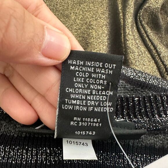 Lane Bryant Black Round Neck Gray Metallic Stripe Sweater Dress sz 18/20 NEW - Picture 7 of 9